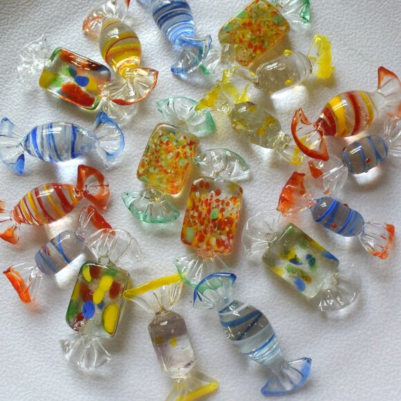 Hand Blown Glass Candies, Lot of 18, Vintage, Murano? - Picture 1 of 9